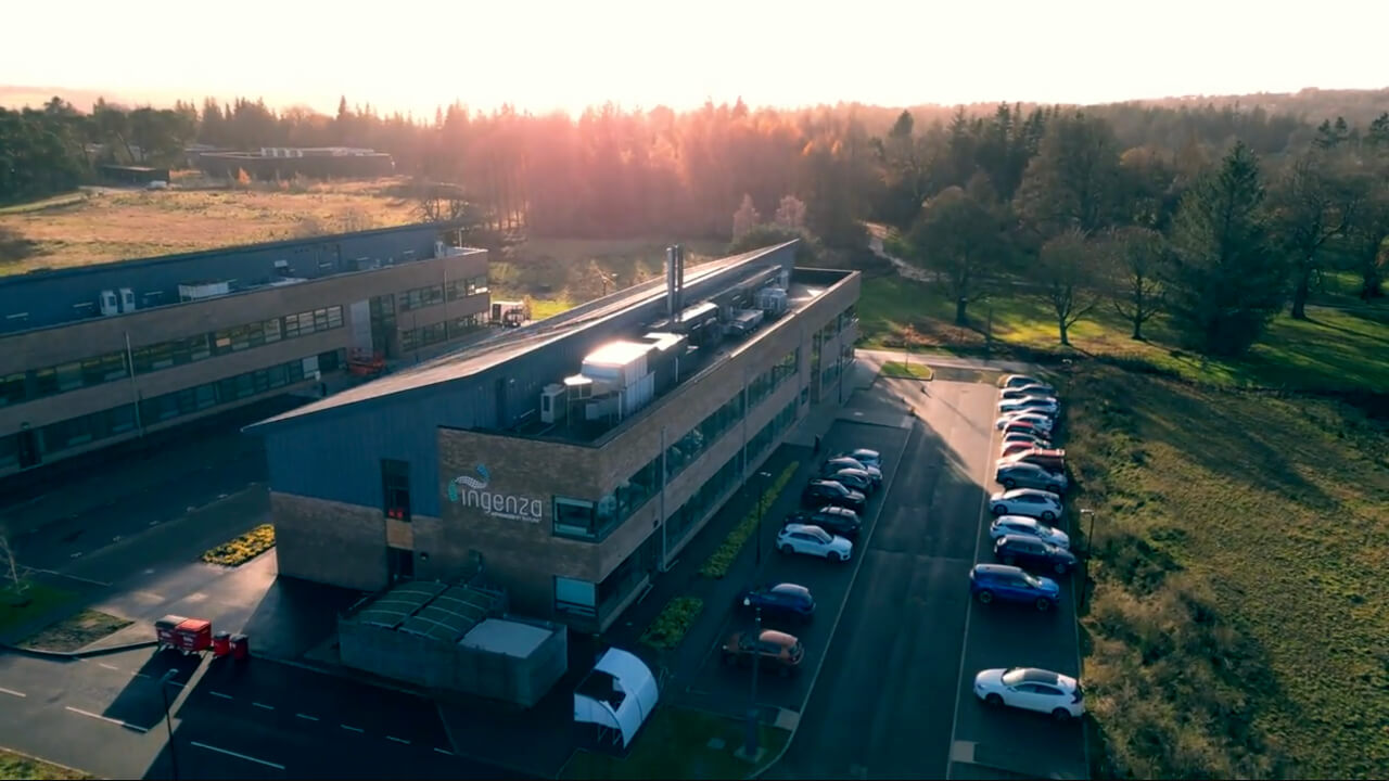 Drone shot of Ingenza's HQ